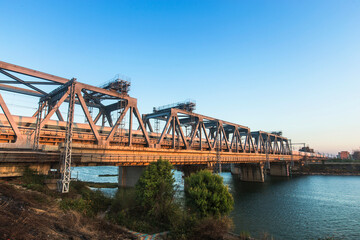 Obraz premium High-speed rail driving on the bridge