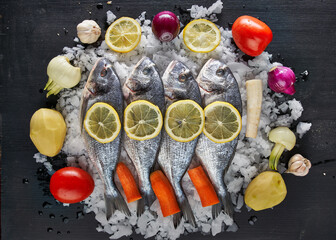 Raw bream with veggies