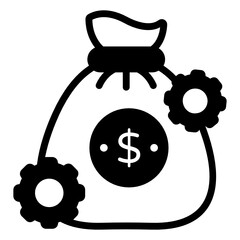 
Dollar bag with gears, concept of money management icon

