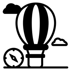 
Hot air balloon, icon of discover in filled style 

