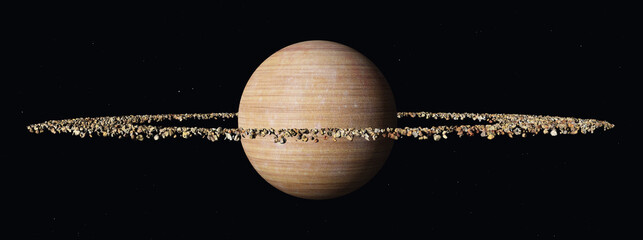 Planet mit einem Ringsystem aus Steinen in einer fernen Welt © Michael Rosskothen