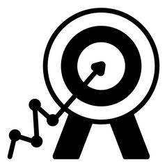 
Targeted aim at dart, business goal solid icon 


