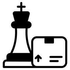 
Parcel with king chess piece, product strategy icon

