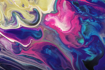 Abstract fluid art background navy blue and purple colors. Liquid acrylic.