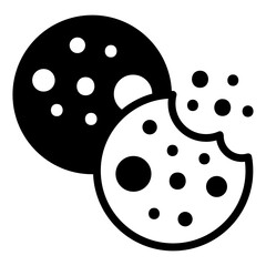 
Cookies in solid style icon, bakery item 

