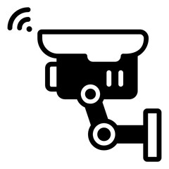
Security camera with wifi denoting solid icon of smart cctv 

