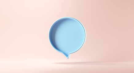 Bubble talk or comment sign symbol on rose gold background. 3d render.