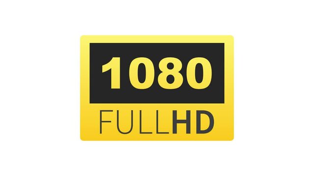 1080 Full HD label. High technology. LED television display. Motion graphics.