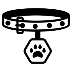 
Pet collar in solid style icon, editable vector 

