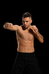Fototapeta na wymiar UFC fighter on a black background