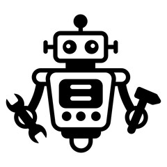 
Chatting robot in glyph style icon, technology 

