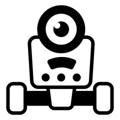 Fototapeta premium Chatting robot in glyph style icon, technology