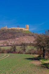Hike around the Drei Gleichen in the springtime Thuringian Basin - Drei Gleichen/Germany