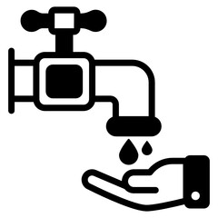 
Hand under tap denoting glyph icon of sanitation 

