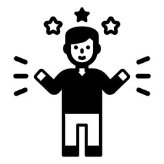 
Man with thumbs up and star denoting solid icon of encourage 

