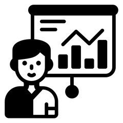 
Business presentation in solid style icon 

