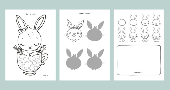 Easter Coloring Pages Printable and worksheet. Easter Activities for Kids, Easter Party, Easter Games.