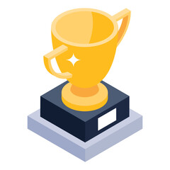 
Winner trophy icon in modern isometric style 

