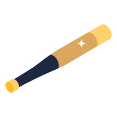 
Baseball bat icon of isometric style, sports accessory 

