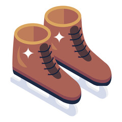 
Ice skates footwear icon of isomeric style 

