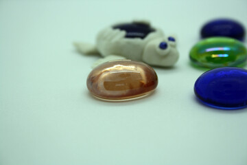 A turtle made of polymer clay on a white background.