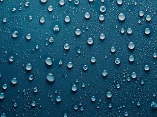 Water drops on blue background.