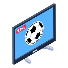 
Sports broadcasting program, isometric icon of football match 

