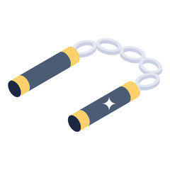 
Asian karate martial art tool, nunchaku icon of isometric style 

