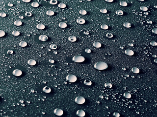 Water drops on grey background.
