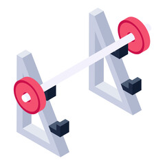 

Squat rack icon of isometric style, fitness equipment   


