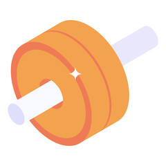 
Barbell plates icon of isometric style, fitness equipment   

