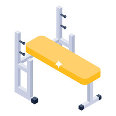 
Fitness bench icon of isometric style, gym equipment 

