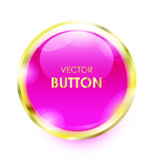 Pink gold button vector