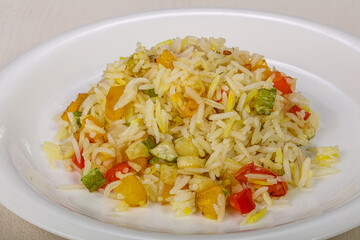 Mexican rice garnish with vegetables