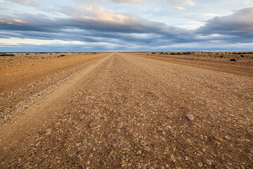Unpaved road on the pampas in Patagonia, Argentina