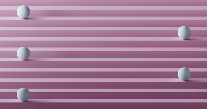 3D Render of white spheres counter-rotating on pink lines