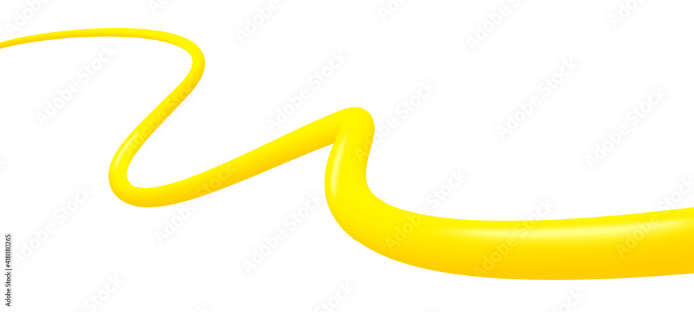 Poster abstract 3d curve line. vibrant gradient liquid blended fluid. 3d blend stripe path. creative yellow