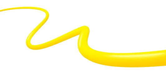 Abstract 3d curve line. Vibrant gradient liquid blended fluid. 3d blend stripe path. Creative yellow fluid shape design. Futuristic zig zag wave concept. Abstract vector background © blankstock