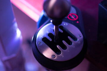 simple abstract manual stick shift of a car gear box, auto eight speed shift, in the dark