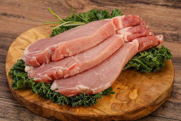 Raw pork steak for cooking