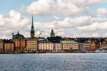 Fototapeta premium Waterfront of Gamla Stan quarter in Stockholm. View against sky