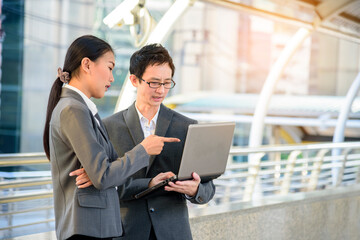 Group diversity partner business meeting trust in businessman and womamn talking together modern city asian Teamwork Collaboration Team Meeting Communication concept Business people Working Together