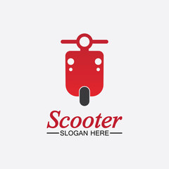 Moped scooter logo vector icon illustration design template.Retro bikes and scooters club logo.classic scooter emblems, icons and badges.