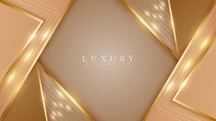 Foto op Plexiglas Elegant brown shade background with line golden elements. Realistic luxury paper cut style 3d modern concept. vector illustration for design. © witsanu