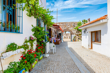 Naklejka premium Sigacik Village street view. Sigacik is populer tourist attraction in Turkey.