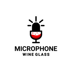 Double Meaning Logo Design Combination of microphone and wine glass