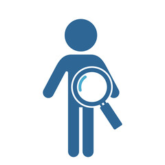 虫眼鏡で検査される人のアイコン・ピクトグラム	

