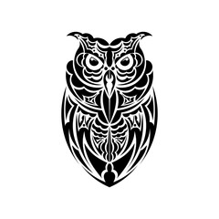 Owl owls from Maori patterns. Isolated on white background. Vector