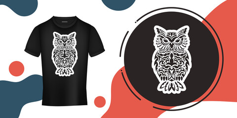 Owl owls from the patterns of Samoa. Outline drawing. Good for prints. Vector illustration.