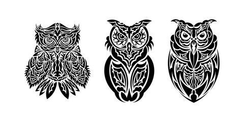 Set of owls print. Good for t-shirts, cups, phone cases and more. Vector